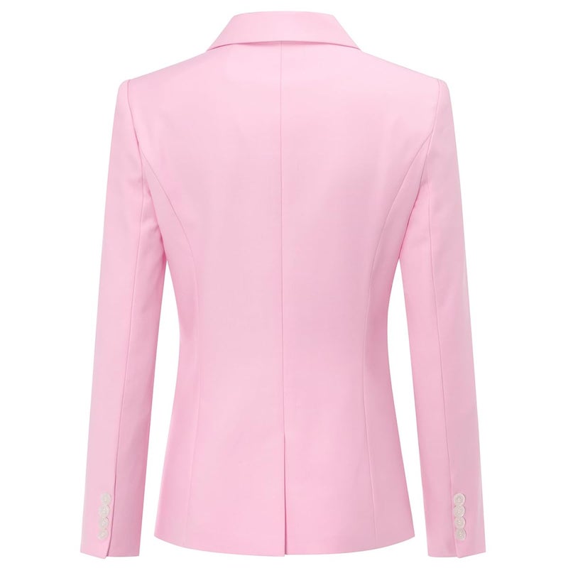 YUNCLOS Women's 2 Piece Office Work Suit Set Two Button Blazer and Pants Baby Pink - Image 3